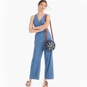 J. Crew Point Sur Wide-leg Denim Jumpsuit, Size 4